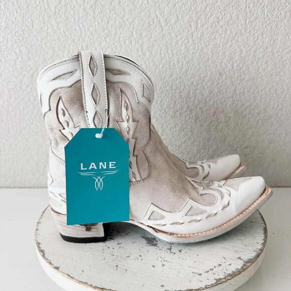 Lane CHASE THE WIND Womens Cowboy Bootie 8.5 Western Short White Cowgirl Boots - Picture 2 of 11